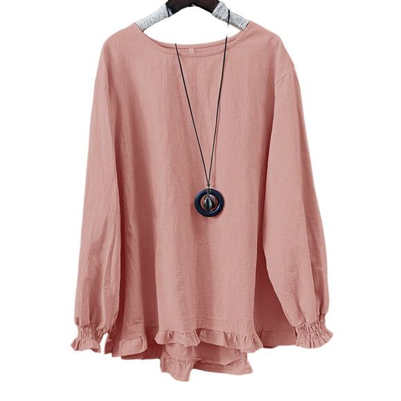 Pantalon Tops - Pantalon Pink Puff Sleeve Hi Low Top Women size XXL